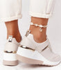 Comfort Wedge Sneakers in Faux Leather for Women