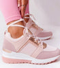 Comfort Wedge Sneakers in Faux Leather for Women