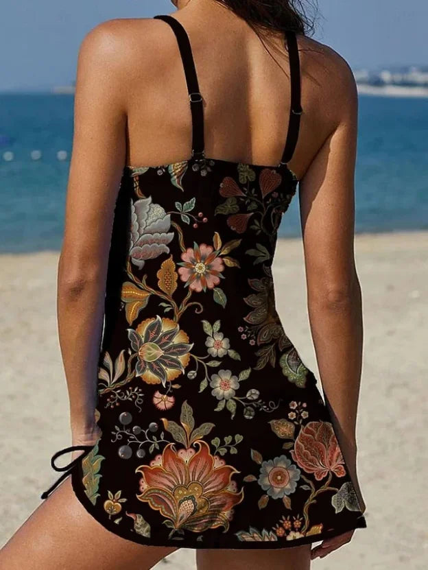 Printed Graphic Tankini and Shorts for Women