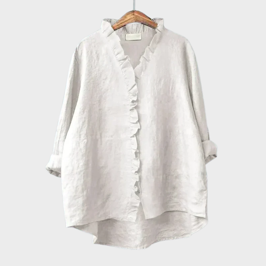Short-sleeve printed blouse for women