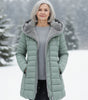 Long Quilted Fitted Down Jacket with Faux Fur Hood