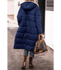 Long Hooded Down Jacket with Sherpa Lining for Women