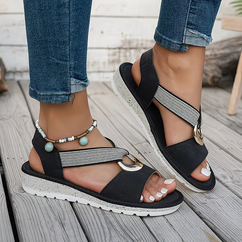 Open Sandals with Metal Buckle for Women | Ideal for Summer
