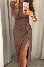 Off-Shoulder Long Slit Dress for Women | Perfect for Going Out