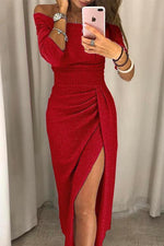 Off-Shoulder Long Slit Dress for Women | Perfect for Going Out