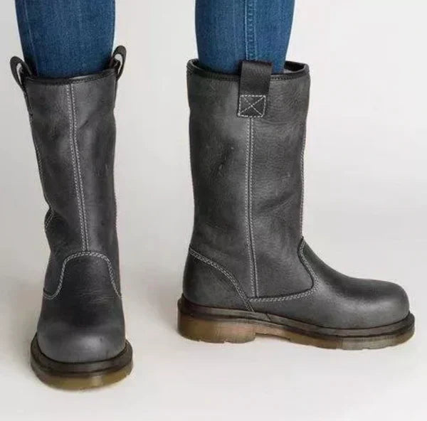 Mid-Calf Faux Leather Boots for Women
