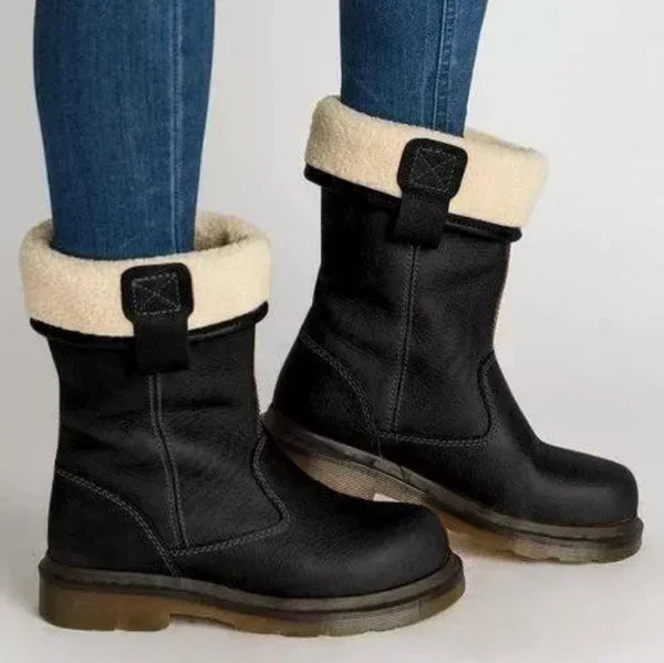 Mid-Calf Faux Leather Boots for Women