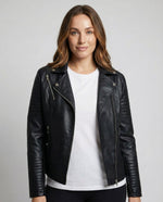 Women's Asymmetric Perfecto Biker Jacket in Faux Leather