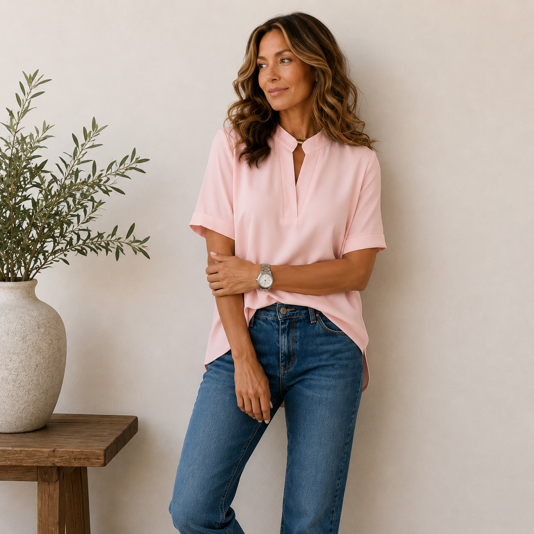 V-Neck Blouse with Refined Detail for Women