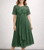 Midi Lace and Chiffon Dress for Women
