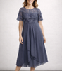Midi Lace and Chiffon Dress for Women