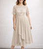 Midi Lace and Chiffon Dress for Women