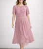 Midi Lace and Chiffon Dress for Women
