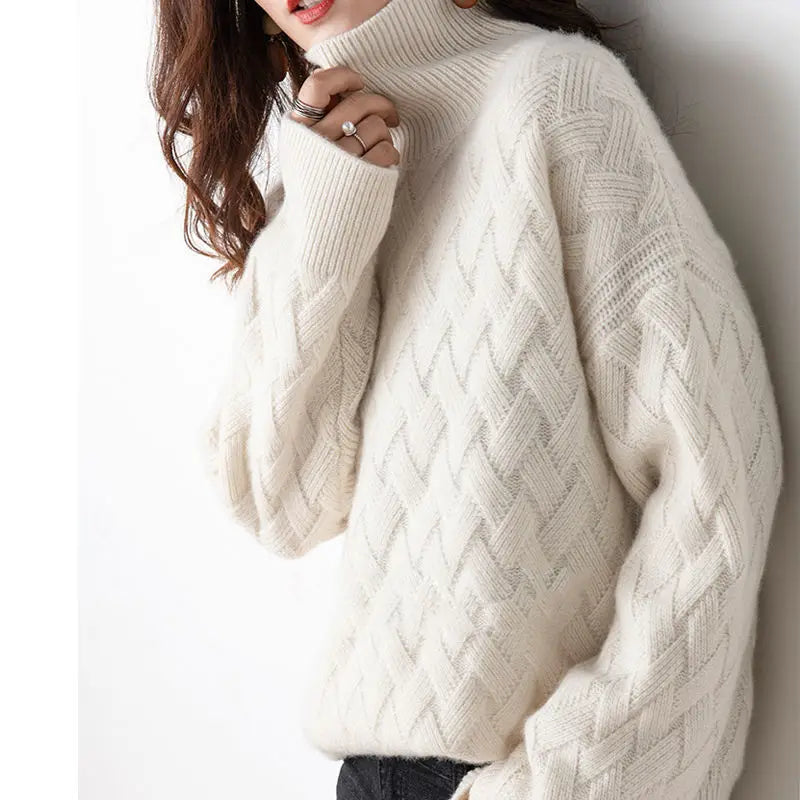 Oversized Twisted Long Sleeve Turtleneck Sweater for Women