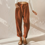 High Waist Corduroy Carrot Cut Pants for Women