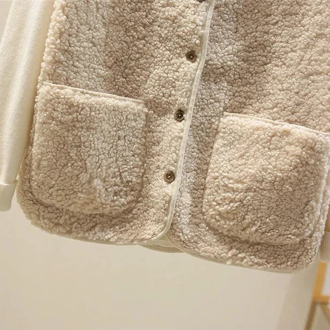 Sherpa Fleece Sleeveless Vest with Sheepskin Effect for Women