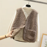 Sherpa Fleece Sleeveless Vest with Sheepskin Effect for Women