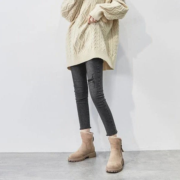 Winter Lined Suede Ankle Boots for Women