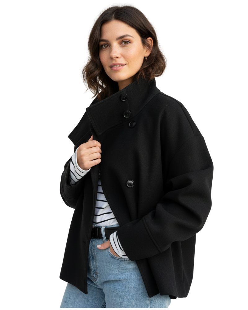 Women's Winter Short Jacket with Stand-Up Collar