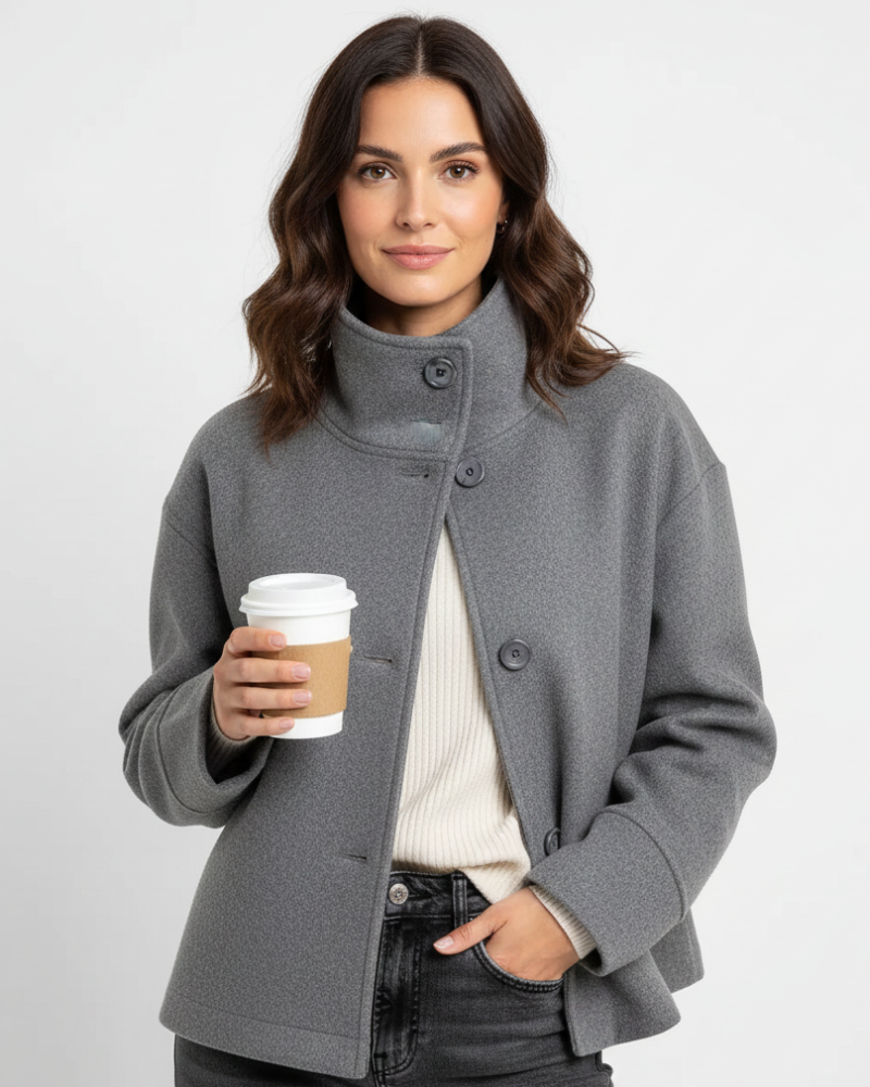 Women's Winter Short Jacket with Stand-Up Collar