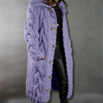Long Hooded Vest in Chunky Knit for Women