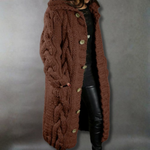 Long Hooded Vest in Chunky Knit for Women