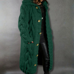Long Hooded Vest in Chunky Knit for Women