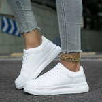 Comfort Sneakers with Thick Sole in Faux Leather for Women