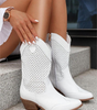 High Suede Santiag Ankle Boots for Women