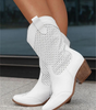 High Suede Santiag Ankle Boots for Women
