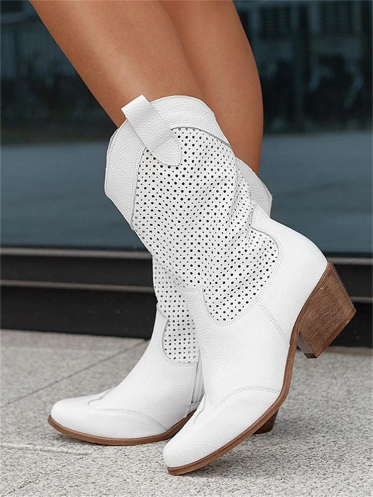 High Suede Santiag Ankle Boots for Women