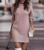 Short Fitted Long Sleeve Turtleneck Sweater Dress for Women