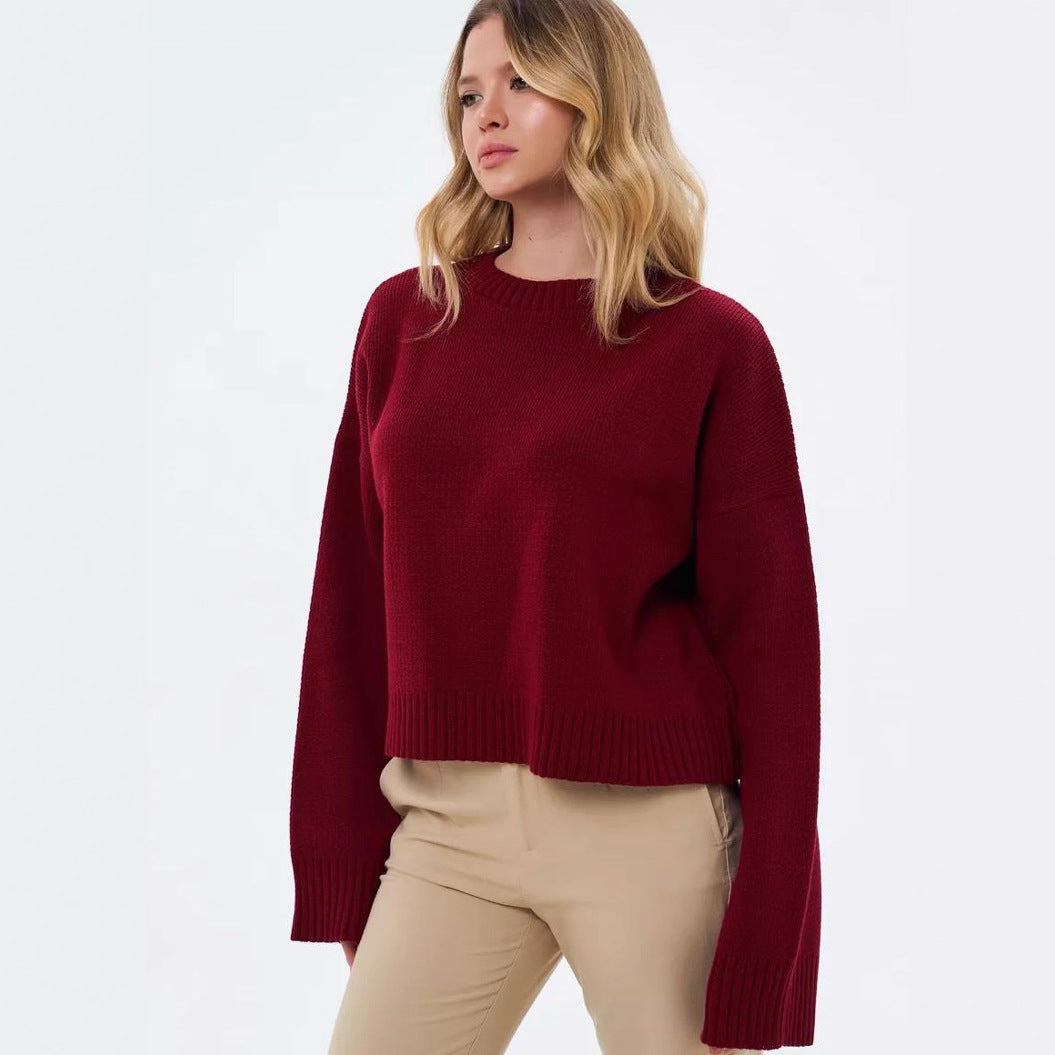 Oversized Ribbed High Neck Sweater for Women