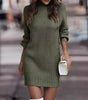 Short Fitted Long Sleeve Turtleneck Sweater Dress for Women