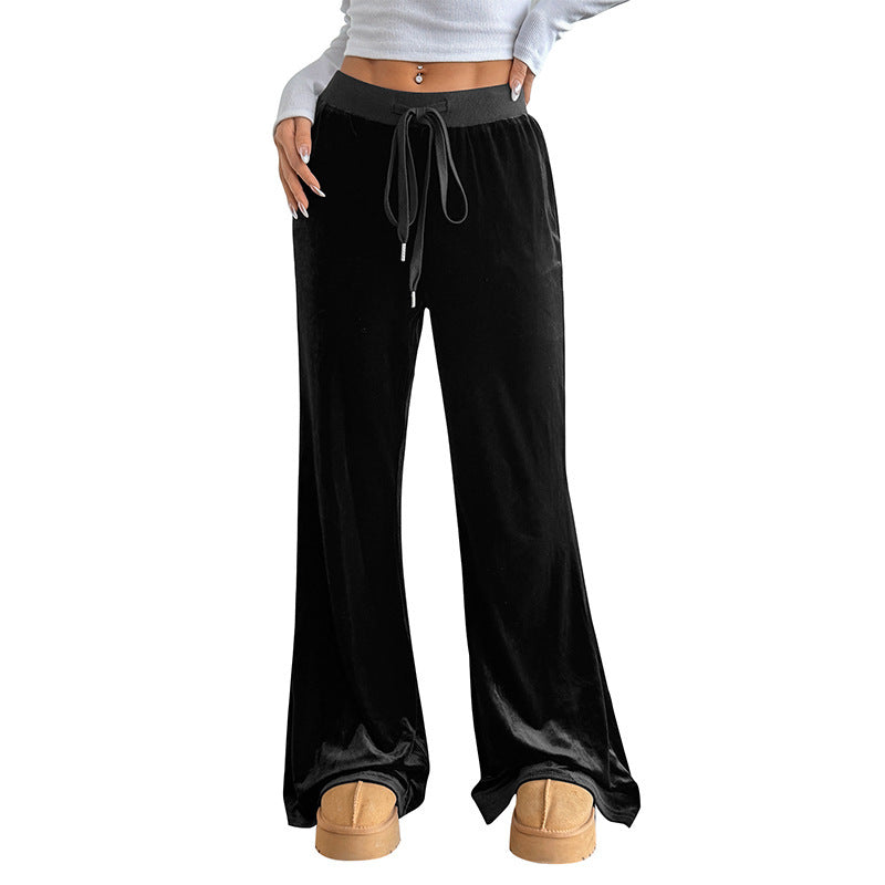 Wide-Leg Corduroy Pants with Elastic Waist for Women