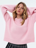 Oversized Ribbed High Neck Sweater for Women