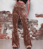 Wide-Leg High-Waisted Shiny Pants for Women