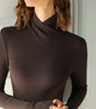 Crossed high-neck sweater for women