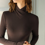 Crossed high-neck sweater for women