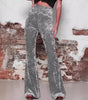 Wide-Leg High-Waisted Shiny Pants for Women