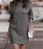 Short Fitted Long Sleeve Turtleneck Sweater Dress for Women