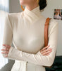 Crossed high-neck sweater for women