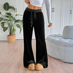 Wide-Leg Corduroy Pants with Elastic Waist for Women