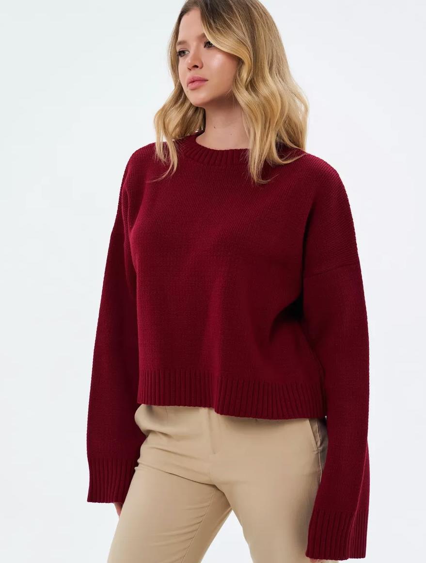 Oversized Ribbed High Neck Sweater for Women