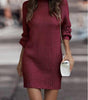 Short Fitted Long Sleeve Turtleneck Sweater Dress for Women