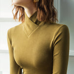 Crossed high-neck sweater for women