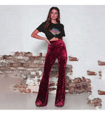 Wide-Leg High-Waisted Shiny Pants for Women