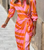 Printed Wrap Dress with V-Neckline for Women | Perfect for Outings