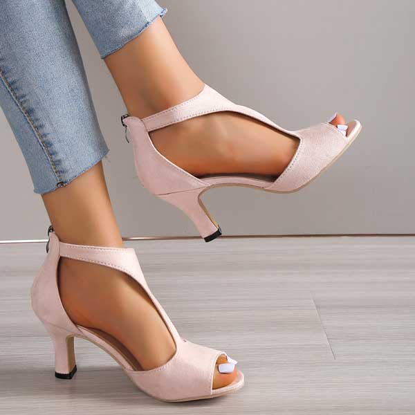 Simple Suede Heeled Sandals for Women