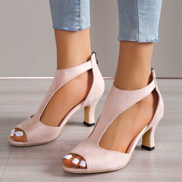Simple Suede Heeled Sandals for Women